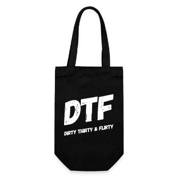 Dirty Thirty Flirty DTF 30. Geburtstag - Geschenkbeutel für Flaschen - Schwarz - Vorne