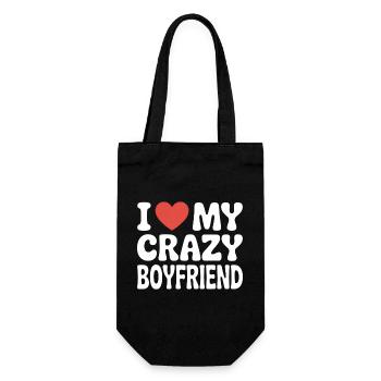 I love my crazy boyfriend Liebe meinen Freund - Geschenkbeutel für Flaschen - Schwarz - Vorne