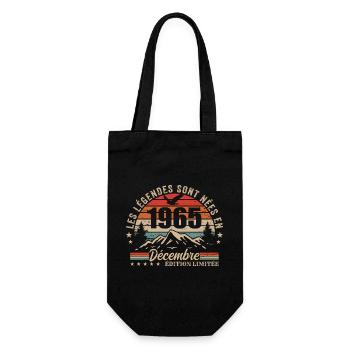 Rétro Décembre 1965 - Cadeau 60 Ans - Sac à bouteille - noir - Devant