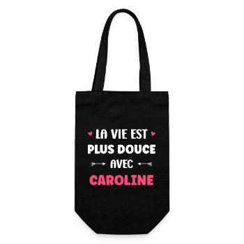 Das süßere Leben mit Caroline - Geschenkbeutel für Flaschen - Schwarz - Vorne
