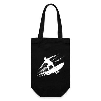 Energetic Surfer Illustration Surfing - Gift Bag for Bottles - black - Front