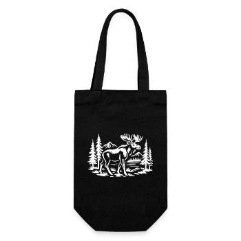 Moose and Mountains Design - Gift Bag for Bottles - black - Front