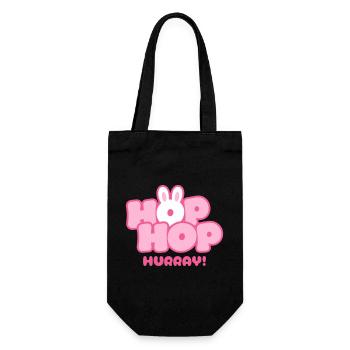 Hop Hop Hourra | Motif de la jolie phrase de lapin - Sac à bouteille - noir - Devant