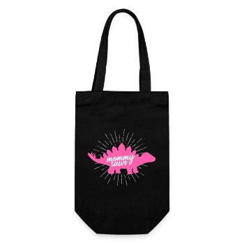 Mommysaur Rex Funny Pink Dinosaur Slogan Design - Gift Bag for Bottles - black - Front