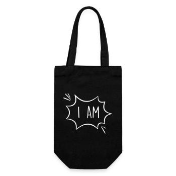 I Am: Powerful Comic Speech Bubble - Gift Bag for Bottles - black - Front