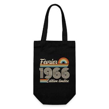 Nées en Février 1966 | 60ème Anniversaire - Sac à bouteille - noir - Devant