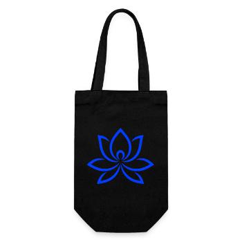 Blue Lotus Lineart Fine Flower Flower Fan - Gift Bag for Bottles - black - Front