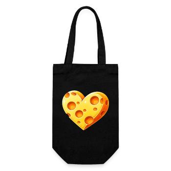 Illustration of a heart-shaped piece of cheese - Gift Bag for Bottles - black - Front