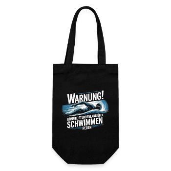  Warnung Könnte Stundenlang Über Schwimmen Reden - Geschenkbeutel für Flaschen - Schwarz - Vorne