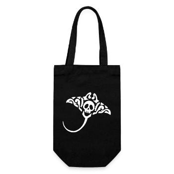 Raie Manta et crâne (blanc) - Sac à bouteille - noir - Devant