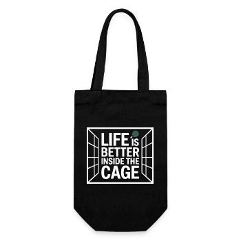 Padel Spieler Life Is Better Inside The Cage Padel - Geschenkbeutel für Flaschen - Schwarz - Vorne