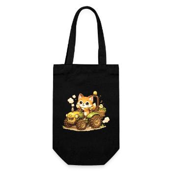Fuchs auf dem Traktor - Geschenkbeutel für Flaschen - Schwarz - Vorne