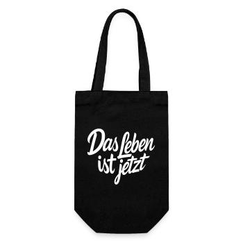 Das Leben ist jetzt Typografie - Geschenkbeutel für Flaschen - Schwarz - Vorne