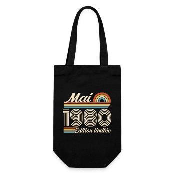 Cadeau Anniversaire 46 ans - Né mai 1980 - Sac à bouteille - noir - Devant