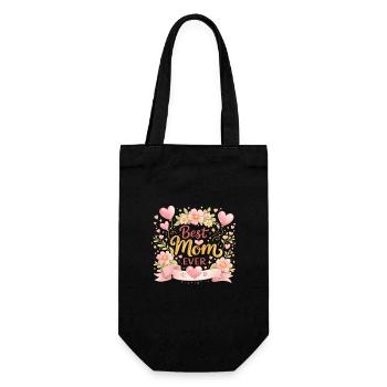 Best Mom Ever Blütenkranz - Geschenkbeutel für Flaschen - Schwarz - Vorne