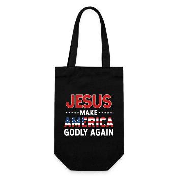 Jesus Make America Godly Again Flag Text Graphic - Gift Bag for Bottles - black - Front