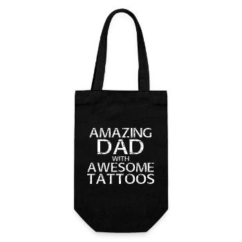 Getinte und großartige tätowierte Papa-Lustige Vater-Geschenke - Geschenkbeutel für Flaschen - Schwarz - Vorne
