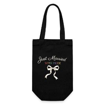 Just Married Pride Bow - Gift Bag for Bottles - black - Front