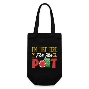 Ich Bin Nur Wegen Dem Pot Hier Poker Chips Zocken - Geschenkbeutel für Flaschen - Schwarz - Vorne