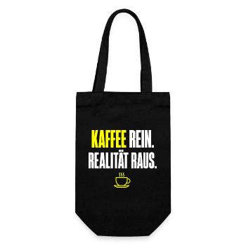 Kaffee Rein Realität Raus - Geschenkbeutel für Flaschen - Schwarz - Vorne