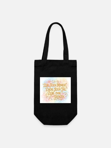 Lebe Jeden Moment Lache Jeden Tag - Geschenkbeutel für Flaschen - Schwarz