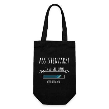 Assistenzarzt Ausbildung Medizinstudium Arzt  - Geschenkbeutel für Flaschen - Schwarz - Vorne