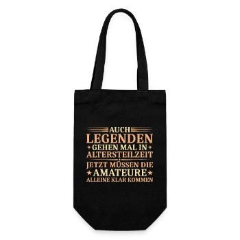 Auch Legenden gehen mal in Altersteilzeit - Geschenkbeutel für Flaschen - Schwarz - Vorne