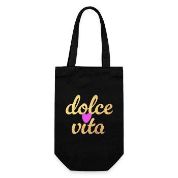 Dolce Vita Herz Gold coole Quotes Herz Luxus - Geschenkbeutel für Flaschen - Schwarz - Vorne