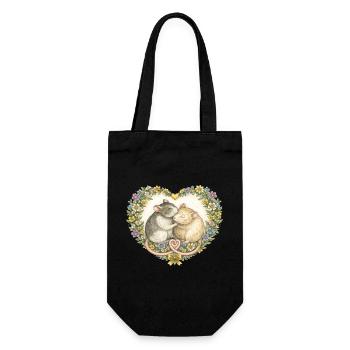 Floral Heart Mice Kiss - Gift Bag for Bottles - black - Front