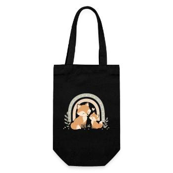 Fox & Child – Boho Rainbow Family Love - Gift Bag for Bottles - black - Front