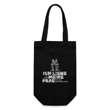 Ich liebe meine Frau – Wandern Paar Geschenk - Geschenkbeutel für Flaschen - Schwarz - Vorne