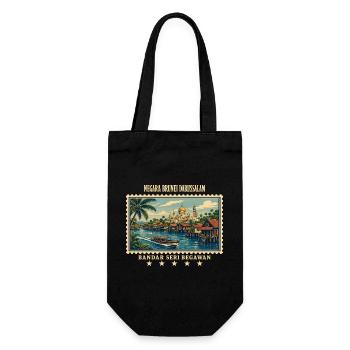 Brunei Bandar Seri Begawan Vintage Reisemarke - Geschenkbeutel für Flaschen - Schwarz - Vorne