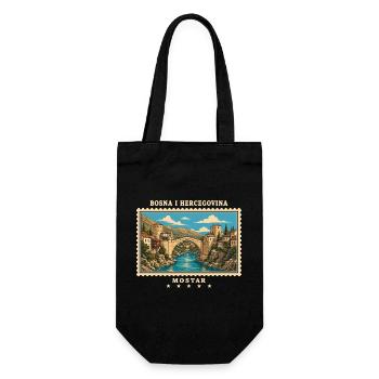 Bosnien und Herzegowina Mostar Vintage Reisemarke - Geschenkbeutel für Flaschen - Schwarz - Vorne