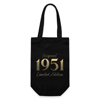 75. Geburtstag Geschenk Original August 1951 - Geschenkbeutel für Flaschen - Schwarz - Vorne