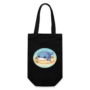 Wal auf Sandbank im Meer - Geschenkbeutel für Flaschen - Schwarz - Vorne