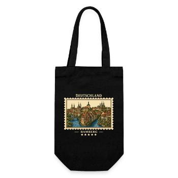 Deutschland Bamberg Vintage Reisemarke - Geschenkbeutel für Flaschen - Schwarz - Vorne