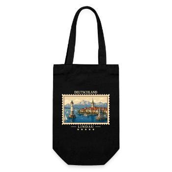 Deutschland Lindau Vintage Reisemarke - Geschenkbeutel für Flaschen - Schwarz - Vorne