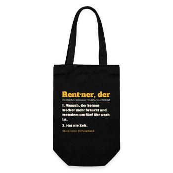 Rentner Definition Lustiger Spruch Ruhestand Rente - Geschenkbeutel für Flaschen - Schwarz - Vorne