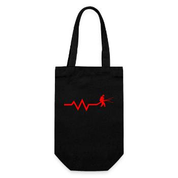 firefighter with heartbeat - Herzschlag - Geschenkbeutel für Flaschen - Schwarz - Vorne