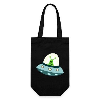 Außerirdischer im Ufo - Geschenkbeutel für Flaschen - Schwarz - Vorne
