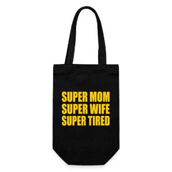 Super mom super wife super tired - Geschenkbeutel für Flaschen - Schwarz - Vorne