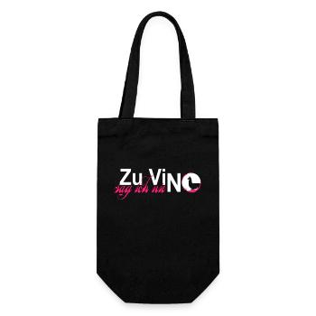 Zu Vino sag ich nie no Alpaka Weinfest - Geschenkbeutel für Flaschen - Schwarz - Vorne