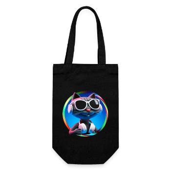 Katze Brille Turntable DJ Disco Club Kopfhörer - Geschenkbeutel für Flaschen - Schwarz - Vorne