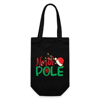 North Pole - Weihnachten - Geschenkbeutel für Flaschen - Schwarz - Vorne