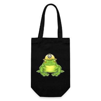 Frosch Bergbau Bergarbeiter - Geschenkbeutel für Flaschen - Schwarz - Vorne