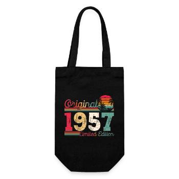 Né en 1957 66ème anniversaire Cadeau homme / femme - Sac à bouteille - noir - Devant