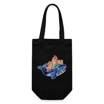 Whale Illustration with Coral | Protect the Sea - Gift Bag for Bottles - black - Front