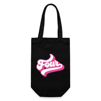 Four 4th Birthday For Girls 4 Years Old - Gift Bag for Bottles - black - Front