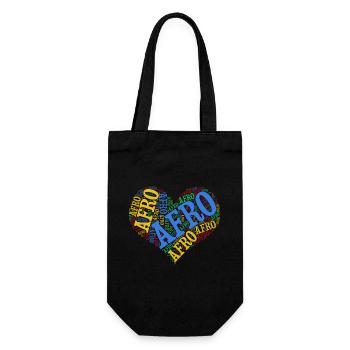 tshirt Afro heart word cloud t-shirt collage - Gift Bag for Bottles - black - Front