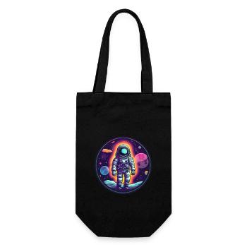 Retro Space Doodle: Astronaut Adventure - Sac à bouteille - noir - Devant